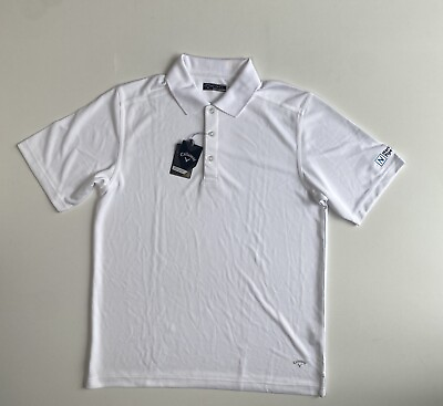 #ad Callaway Polo Shirt Medium White Dry Short Sleeve NWT North American Pipe Corp $17.49
