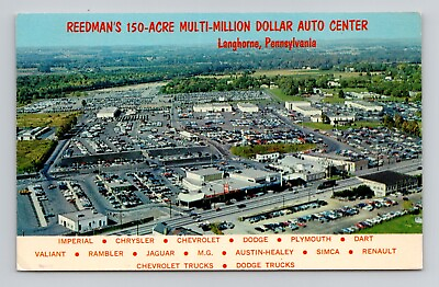 #ad Postcard Reedman#x27;s Auto Center Langhorne Pennsylvania PA Vintage Chrome J13 $3.99