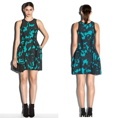 #ad #ad Milly Raw Edge Trim Mini Dress Pockets Sleeveless Green Womens 0 Cocktail Formal $69.99