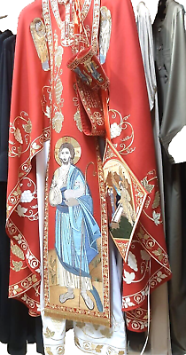 #ad Orthodox chtistian priest embroidered red vestments $945.00