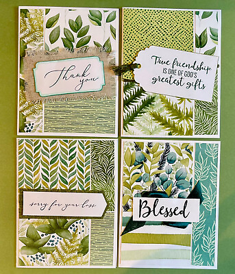 #ad 4 DIY Greeting Card Kit Stampin Up Forever Greenery Thank You Blessed Friends $10.50