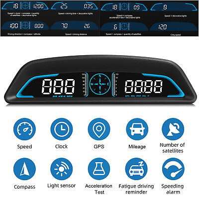 #ad Digital GPS Speedometer 5.5quot; Screen Heads Up Display Car HUD MPH Overspeed Alarm $28.59