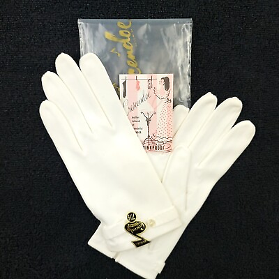 #ad Crescendoe Gloves Vintage 1960s White Wonder Fabric Womens#x27;s 7 1 2 NWT $49.95