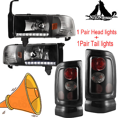 #ad 2 Pair Headlights Corner amp; Smoke Tail Lights For 94 02 Dodge Ram 1500 2500 3500 $169.98