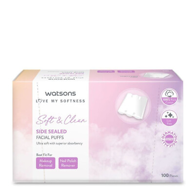#ad WATSONS Soft and Clean Side Sealed Facial Makeup Puff 100 sheets Free Shipping $12.99
