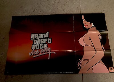 #ad Grand Theft Auto Vice City Sony PlayStation 2 PS2 GTA Poster Map Only Rare $8.37