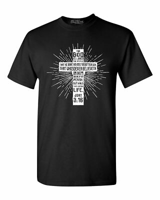 #ad John 3:16 Bible Verse Cross T shirt Christian Jesus Gospel Shirts $13.95
