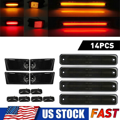 #ad Amber Red Roof Cab Light Side Marker w LED Bulbs for 03 09 Hummer H2 Waterproof $131.09