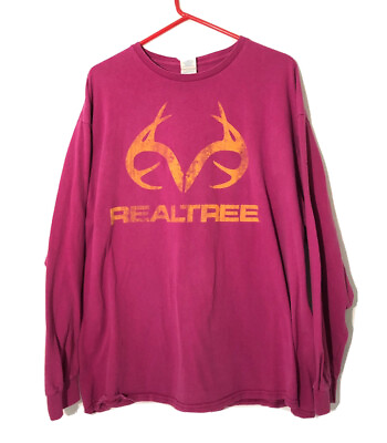 #ad Real tree women’s Sz. 2X Pink long sleeve T shirt. XXL Graphic Print $9.95