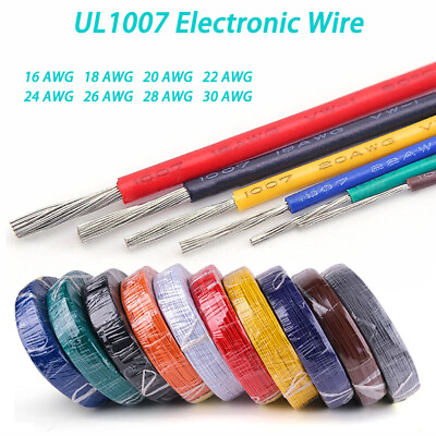 #ad 16 30AWG Flexible Electronic Wire UL1007 Tinned Copper Stranded Cable Multicolor $2.49