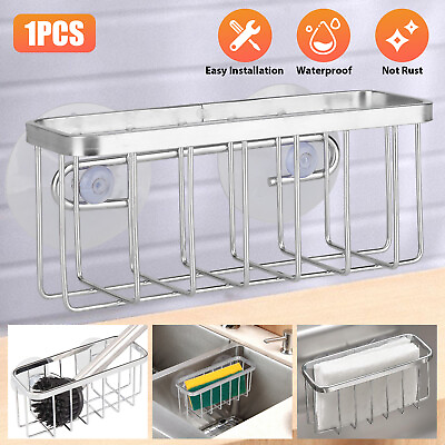 #ad Sponge Holder Suction Cup Stainless Steel Kitchen Dish Drain Sink Basket Racks $10.48