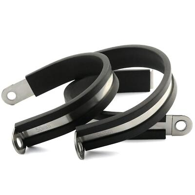 #ad 6pcs 2 inch 50mm Rubber Cushioned Cable Clamp 304 Stainless Steel Hose Clamp $13.78