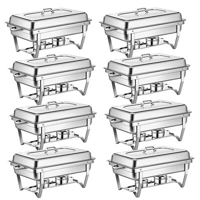#ad 2 8 Pack Chafing Dish 9.5Qamp;5.3Q Stainless Bain Marie Buffet Chafer Food Warmer $59.99