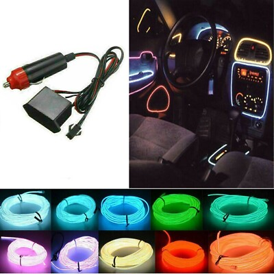 Car Party Neon LED Light Glow EL Wire String Strip Rope Tube Decor Controller $12.99