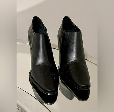 #ad Women#x27;s Colin Stuart Black Leather Ankle Stiletto Booties Shoes Size 6 $45.00