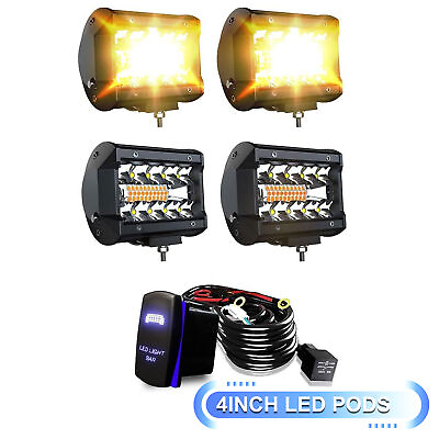 4 inch LED Pods Off Road Driving Lights White Amber yellow Flash Strobe Fog Lamp $45.99