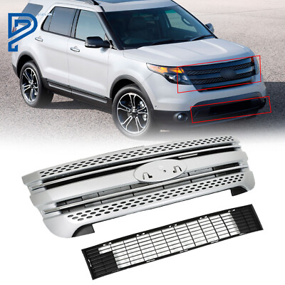 #ad Front Bumper Upper Grille Assembly For 2011 2015 Ford Explorer Silver $165.60