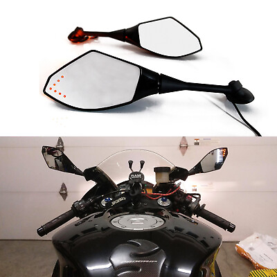 #ad Black Motorcycle LED Turn Signal Mirrors For 2007 2008 2009 Suzuki GSXR600 R750 $37.83