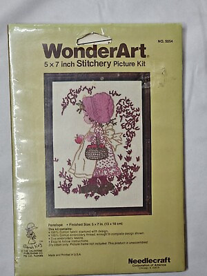 #ad WonderArt Stitchery Kit PENELOPE Apple Basket 5x7 Sarah Kay NOS Vintage $9.99