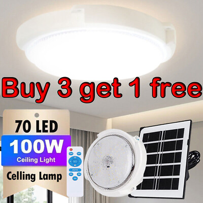 #ad Solar Power Ceiling Pendant Light Remote Control Outdoor Indoor Lamp Waterproof $18.96
