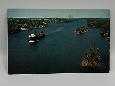 #ad Postcard View of Thousand Islands from Thousand Island Bridge Ship Unposted $5.75