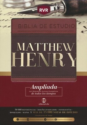 #ad RVR Biblia de Estudio Matthew Henry Leathersoft Reina Valera $36.00
