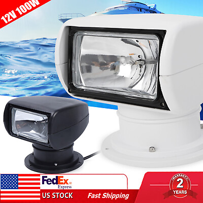 #ad 100W 360° Truck Car Spot Light Marine Boat Spotlight Searchlight Remote Control $89.00