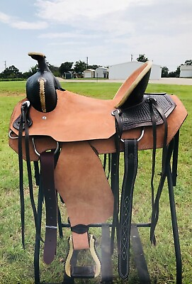 #ad Adult Western Horse Ranch Saddle Basket weave tooling Free Shipping $314.99
