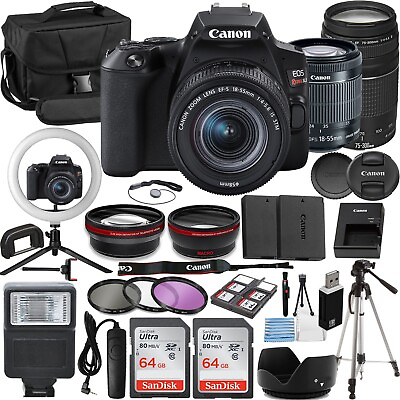 #ad Canon Rebel SL3 Vlogger Kit:18 55mm amp;75 300mm Lenses2x64GB CardRing LightMore $899.00