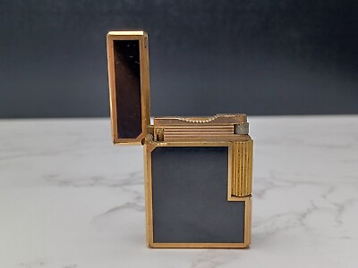 #ad S.T. DUPONT L1 BR Gas Lighter Gold Plated amp; Black Lacquer AE03 1544 $120.00