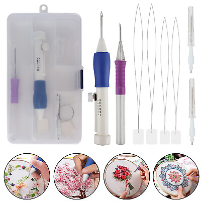 #ad DIY Punch Needle Magic Embroidery Pen Set Stitching Thread Tool Sewing Craft Kit $9.98
