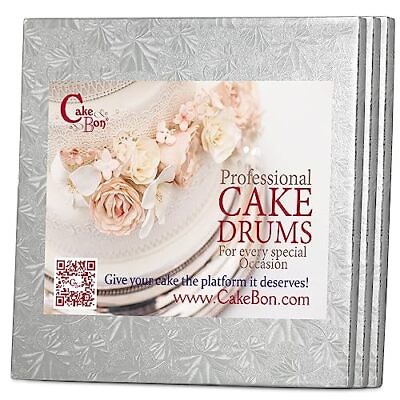 #ad Cake Drums Square 10 Inches Silver 3 Pack Sturdy 1 2 Inch Thick Fully W... $26.66