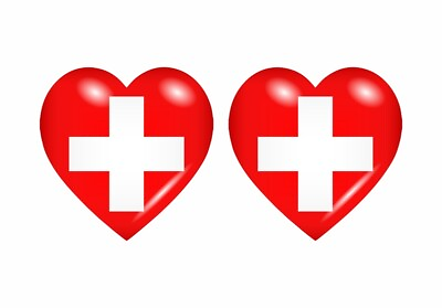 #ad 2x Sticker Flag Heart Ch Swiss $2.92