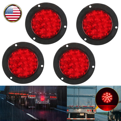 4PC 4quot;inch Round LED Truck Trailer Stop Turn Tail Brake Lights Waterproof 16 LED $19.99