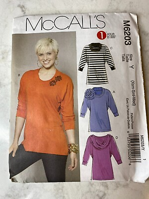 #ad McCall#x27;s M6203 WOMEN Slouch Blouse Pullover knit TOPS TUNIC Sew Pattern XS M $9.98