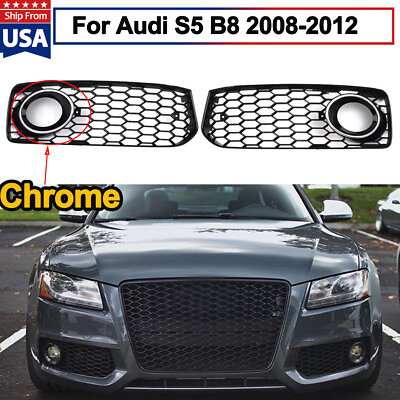 #ad Honeycomb RS5 Style Fog Light Grille Chrome Ring for Audi S5 B8 Coupe 2008 2012 $33.10
