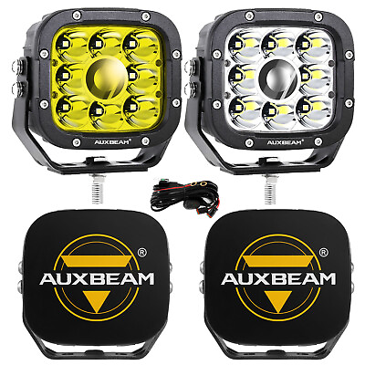#ad #ad AUXBEAM 5quot; inch LED Work Light Bar Driving Fog Lamps Pods Shield Covers Protect $119.89