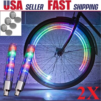 #ad 2x Valve Stem LED CAP Flashing Light Bike Bicycle Car Motorcycle Wheel Tire Lamp $6.99
