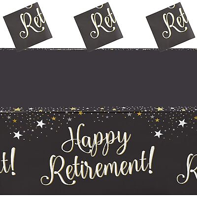 #ad 3 Rectangle Plastic Tablecloths Happy Retirement Party Table Covers 54quot; x 108quot; $10.89