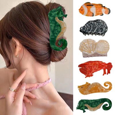 #ad Acetate Crab Clip Ponytail Clip Ocean Series Hair Claw Clip Hair Accessories DIY $4.58