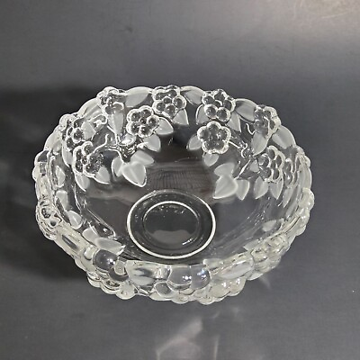 #ad Mikasa Crystal Carmen Bowl Fruit Candy Dish Raised Flowers Frosted Leaves 5 in. $16.95