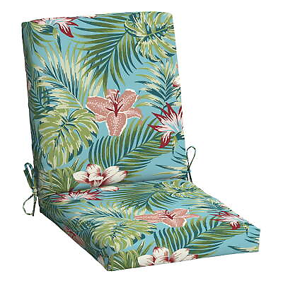 #ad 37quot;L x 19.5quot;W Turquoise Palm 1 Piece Rectangle Outdoor Chair Cushion $18.11