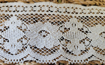 #ad Vintage Lace Trim Beige Floral Scalloped Edge 2 in x 8 yards $15.99