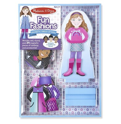 #ad FREE SHIPPING NIB Melissa amp; Doug Fun Fashions Magnetic Dress Up Wooden Doll $18.99