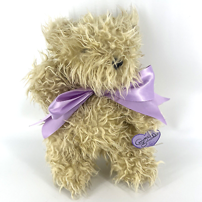 #ad Annette Funicello Fuzzy Bear Plush Teddy Bear With Lapel pin Purple Bow $15.19