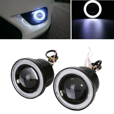 #ad 1Pcs 3.5 Inch COB LED Fog Light Projector Car Angel Eyes Halo Ring DRL Lamp Head $14.74