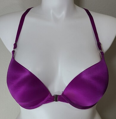 #ad Victoria’s Secret Purple Push Up 34DD Very Sexy Bra Strappy Back Front Close $10.00