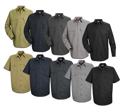 #ad Red Kap Men#x27;s Utility Work Shirt 2 Pocket Solid Color Durable Industrial Uniform $22.98