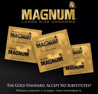 #ad 50 Trojan MAGNUM Lubricated Condoms Large Size Condoms 50 Count 100% Guaranteed $17.99