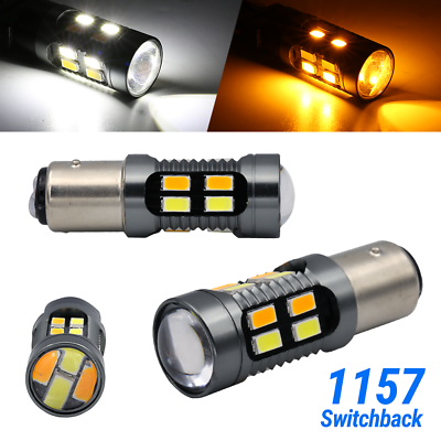 Syneticusa 1157 LED White Amber DRL Switchback Turn Signal Parking Light Bulbs $12.95
